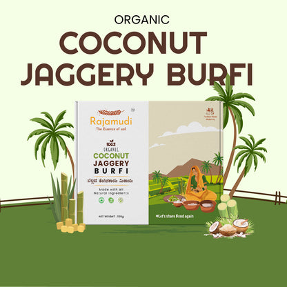 Organic Coconut Jaggery Barfi 150 Grams - The Everyday Dessert