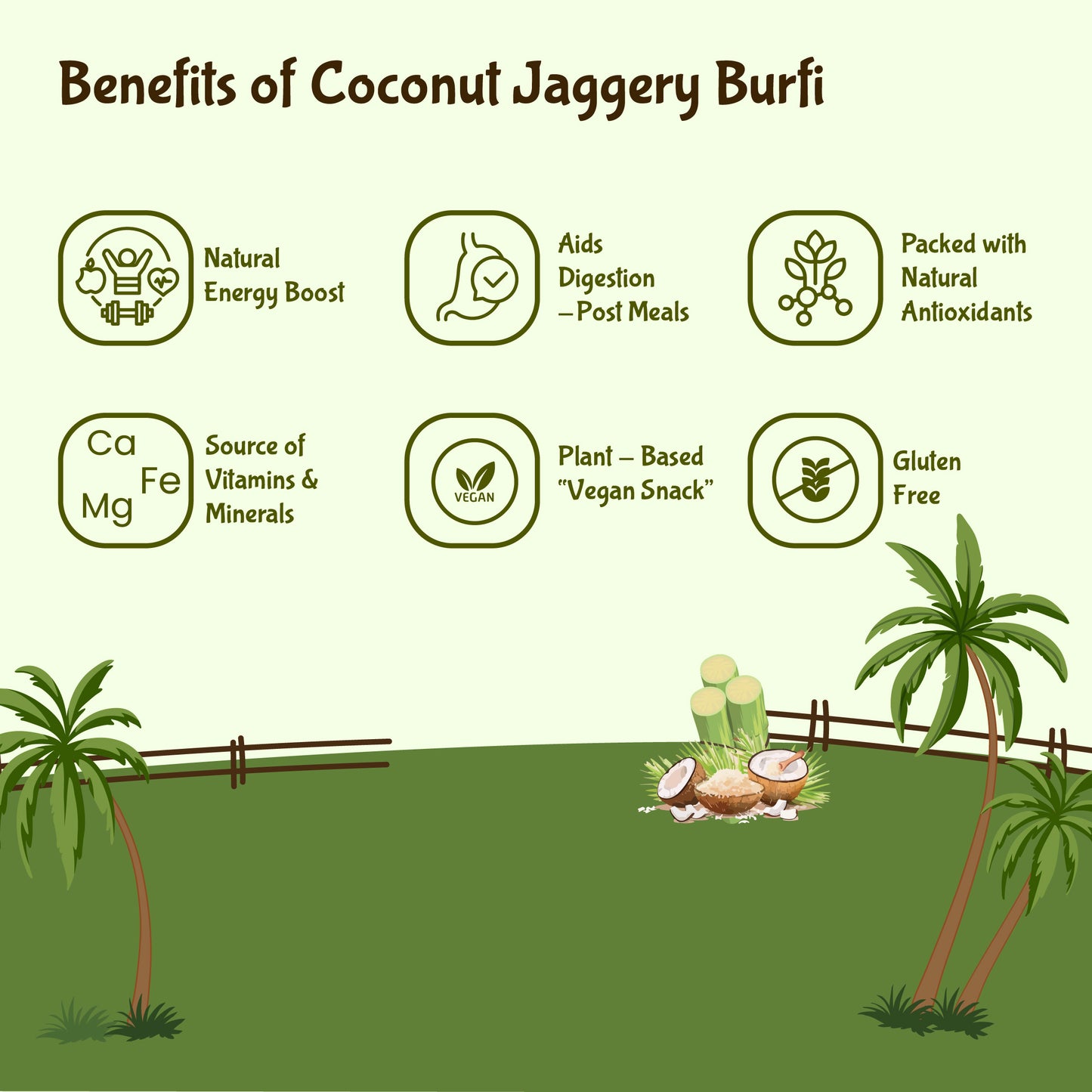 Organic Coconut Jaggery Barfi 150 Grams - The Everyday Dessert
