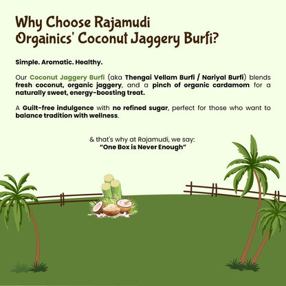 Organic Coconut Jaggery Barfi 150 Grams - The Everyday Dessert