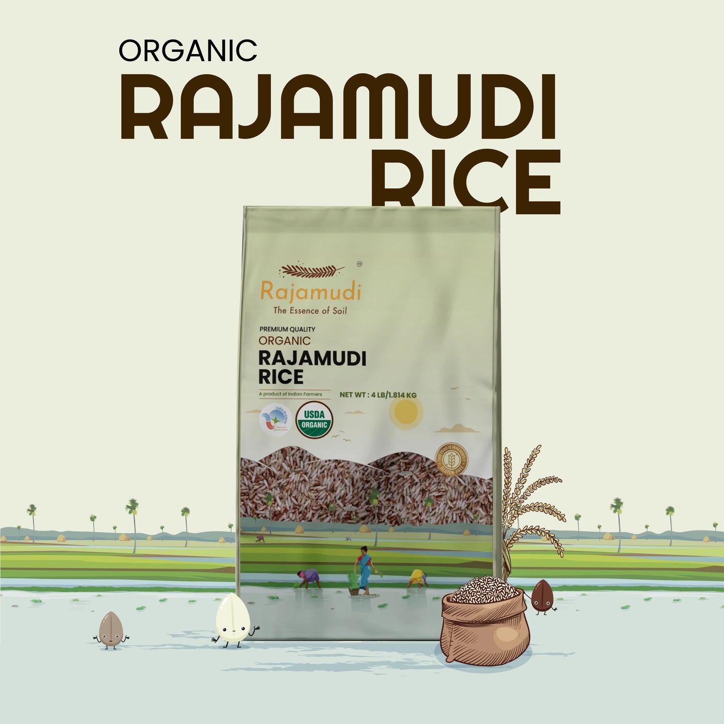 Organic Rajamudi  Rice 2 KG : A Taste of Purity from Mysuru