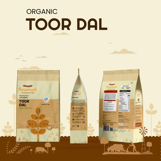 Organic Toor Dal 2kg | Unpolished Arhar Dal | High in Protein & Fiber| Certified Organic - Rajamudi Organics
