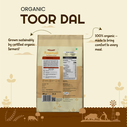 Organic Toor Dal 2kg | Unpolished Arhar Dal | High in Protein & Fiber| Certified Organic - Rajamudi Organics