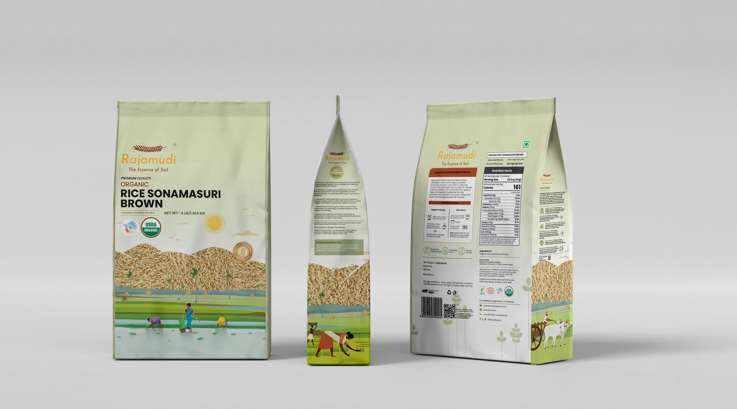 Rajamudi Organics- Organic Sona Masoori Brown Rice 2 Kg